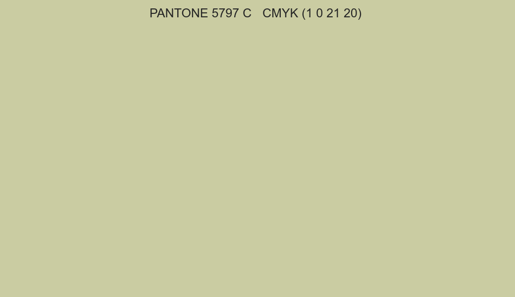 Color PANTONE 5797 C to CMYK (1 0 21 20) converter Color PANTONE 5797 C to CMYK (1 0 21 20) converter