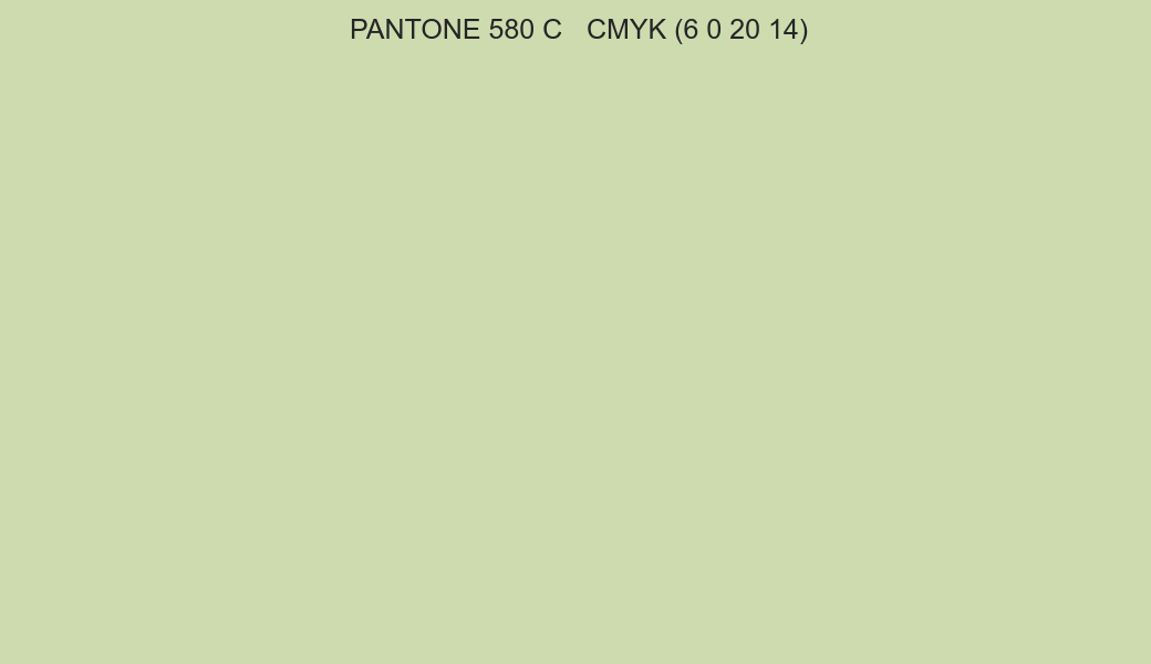 Color PANTONE 580 C to CMYK (6 0 20 14) converter Color PANTONE 580 C to CMYK (6 0 20 14) converter