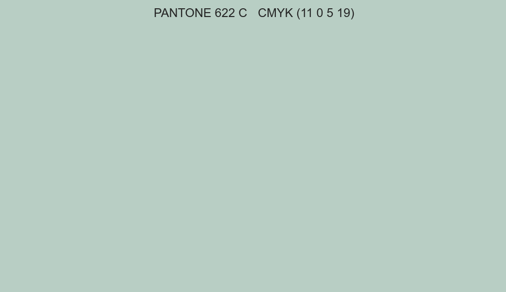 Color PANTONE 622 C to CMYK (11 0 5 19) converter Color PANTONE 622 C to CMYK (11 0 5 19) converter