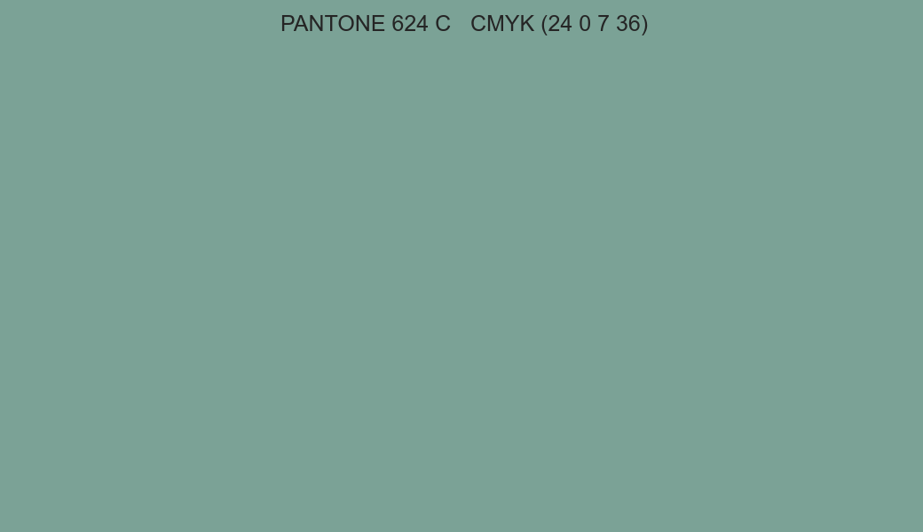 Color PANTONE 624 C to CMYK (24 0 7 36) converter Color PANTONE 624 C to CMYK (24 0 7 36) converter