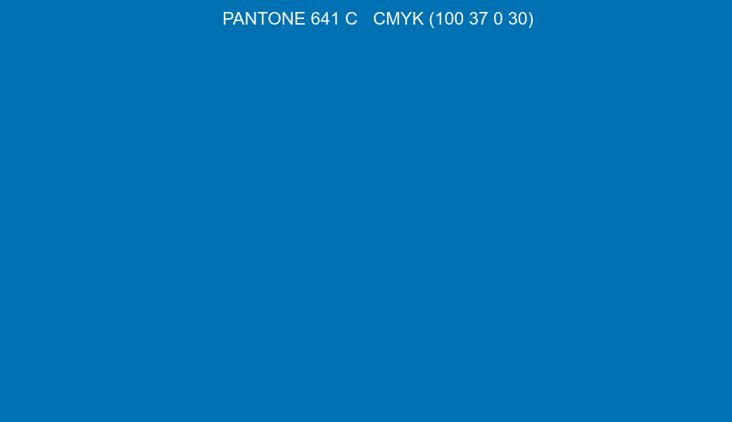 Color PANTONE 641 C to CMYK (100 37 0 30) converter Color PANTONE 641 C to CMYK (100 37 0 30) converter