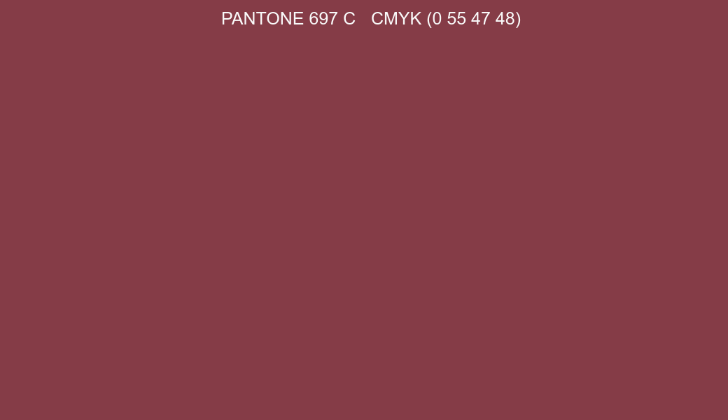 Color PANTONE 697 C to CMYK (0 55 47 48) converter Color PANTONE 697 C to CMYK (0 55 47 48) converter