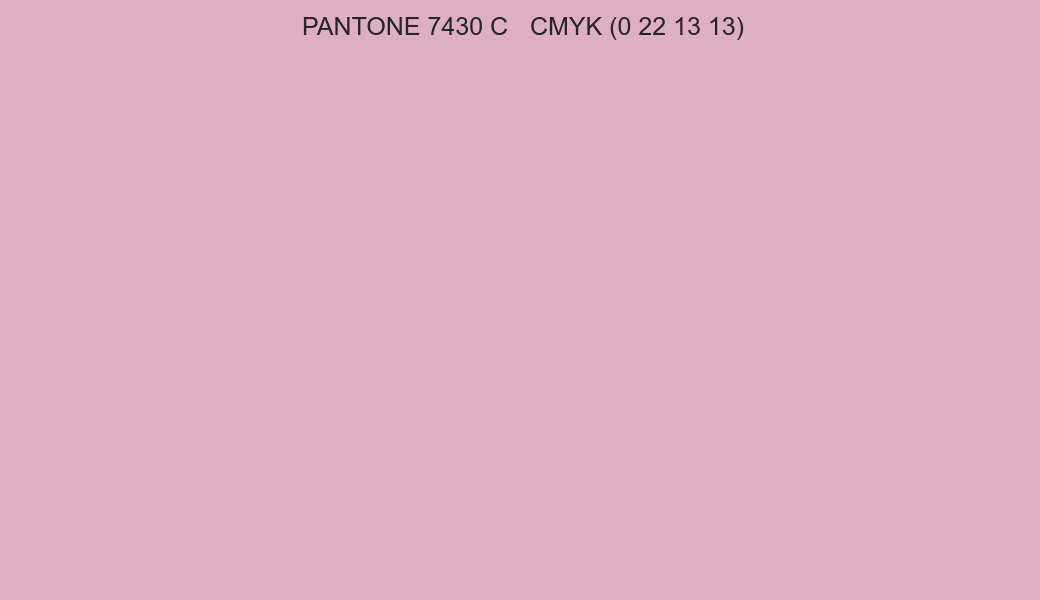 Color PANTONE 7430 C to CMYK (0 22 13 13) converter Color PANTONE 7430 C to CMYK (0 22 13 13) converter