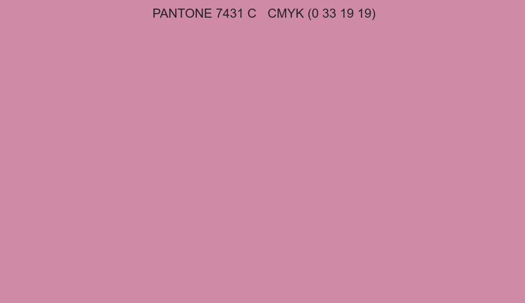 Color PANTONE 7431 C to CMYK (0 33 19 19) converter Color PANTONE 7431 C to CMYK (0 33 19 19) converter