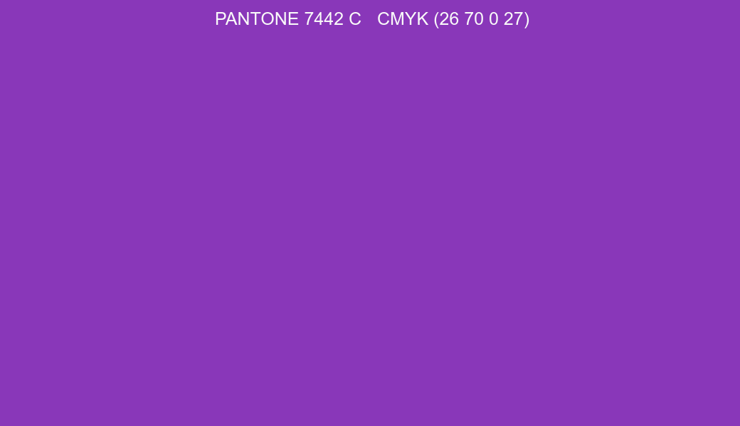 Color PANTONE 7442 C to CMYK (26 70 0 27) converter Color PANTONE 7442 C to CMYK (26 70 0 27) converter