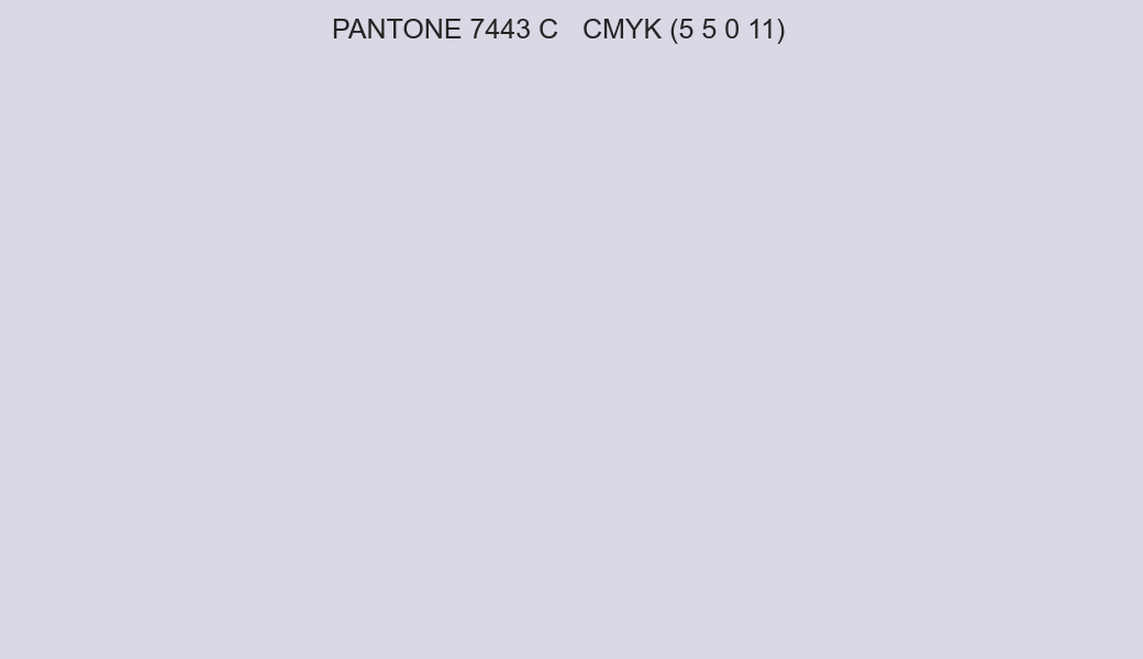 Color PANTONE 7443 C to CMYK (5 5 0 11) converter Color PANTONE 7443 C to CMYK (5 5 0 11) converter