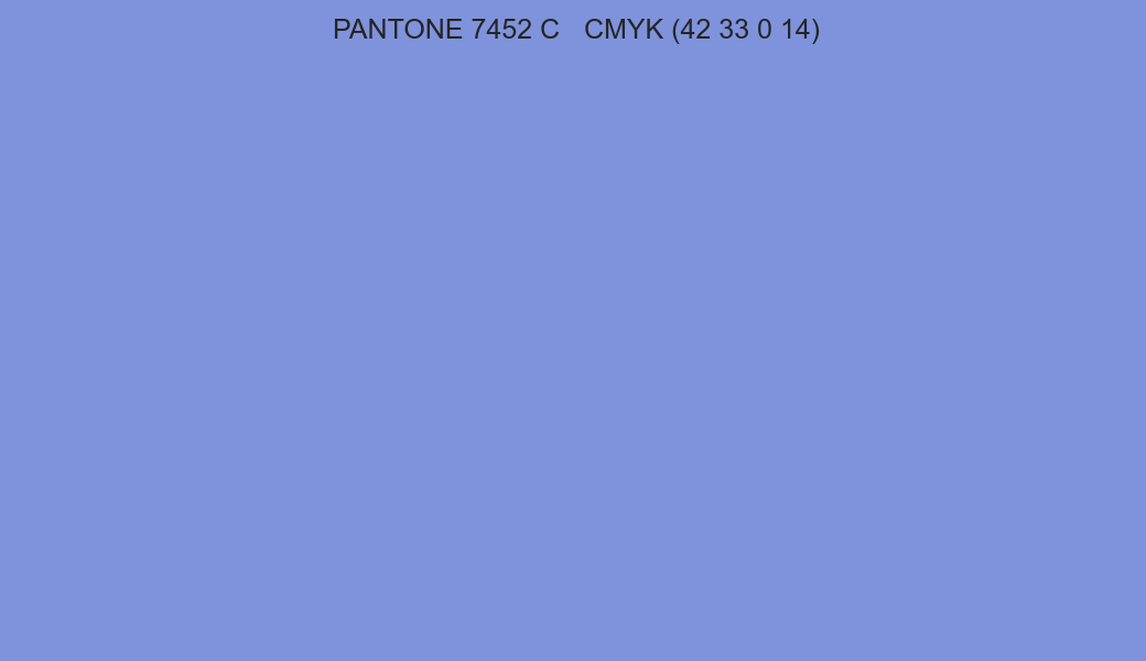 Color PANTONE 7452 C to CMYK (42 33 0 14) converter Color PANTONE 7452 C to CMYK (42 33 0 14) converter