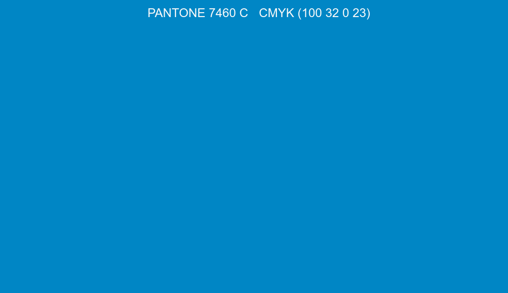 Color PANTONE 7460 C to CMYK (100 32 0 23) converter Color PANTONE 7460 C to CMYK (100 32 0 23) converter