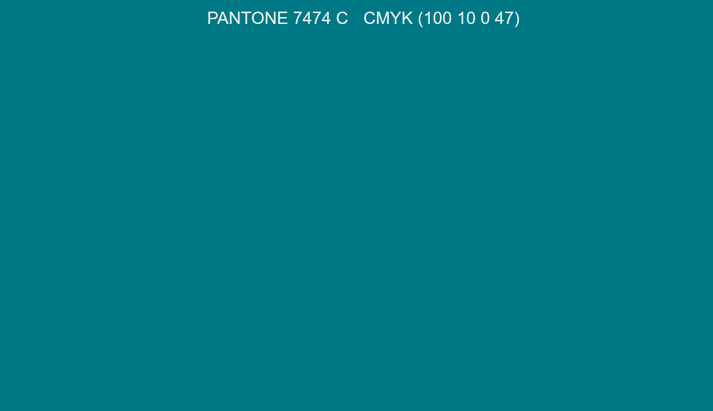Color PANTONE 7474 C to CMYK (100 10 0 47) converter Color PANTONE 7474 C to CMYK (100 10 0 47) converter