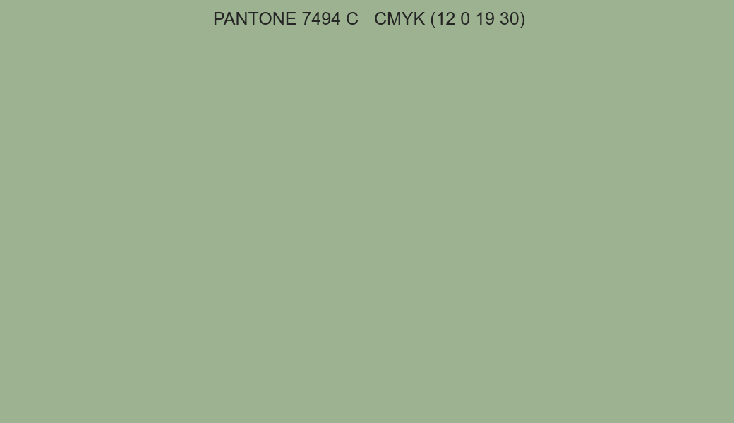 Color PANTONE 7494 C to CMYK (12 0 19 30) converter Color PANTONE 7494 C to CMYK (12 0 19 30) converter
