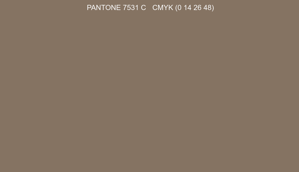 Color PANTONE 7531 C to CMYK (0 14 26 48) converter Color PANTONE 7531 C to CMYK (0 14 26 48) converter