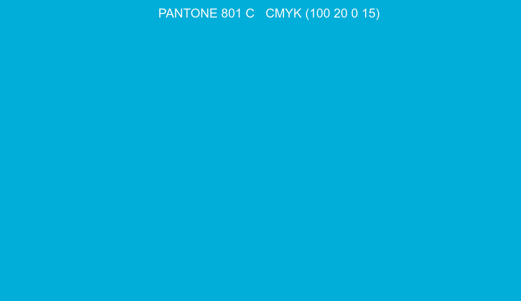 Color PANTONE 801 C to CMYK (100 20 0 15) converter Color PANTONE 801 C to CMYK (100 20 0 15) converter