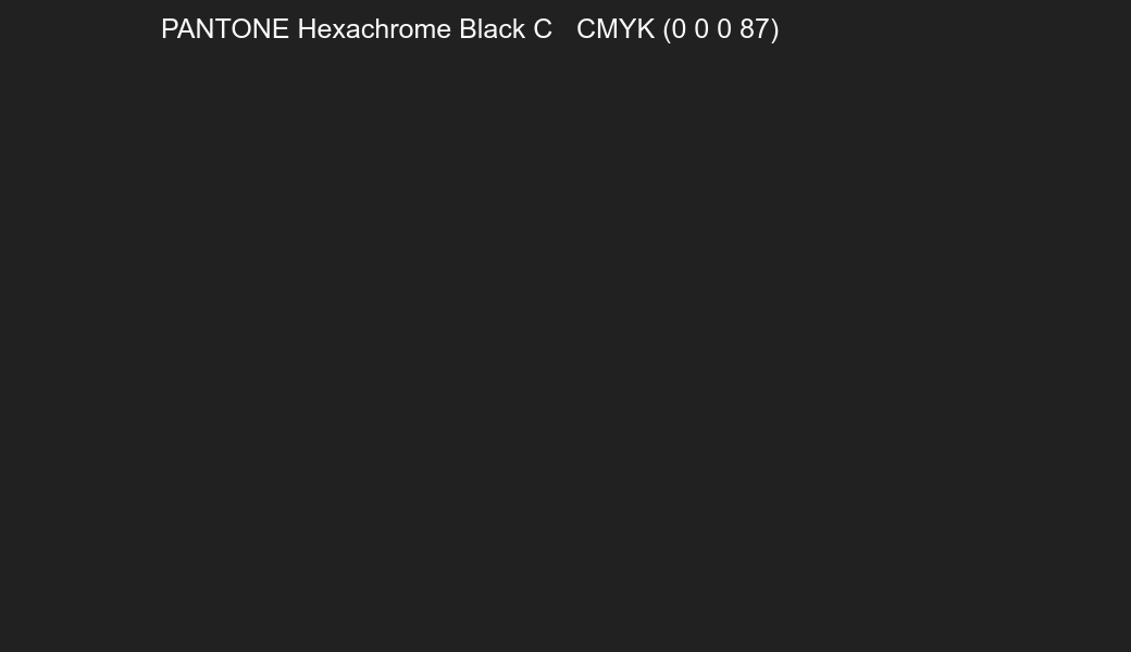Color PANTONE Hexachrome Black C to CMYK (0 0 0 87) converter Color PANTONE Hexachrome Black C to CMYK (0 0 0 87) converter