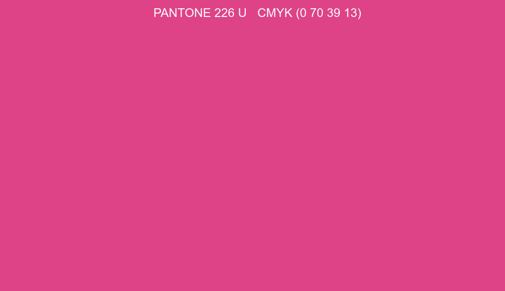 Color PANTONE 226 U to CMYK (0 70 39 13) converter Color PANTONE 226 U to CMYK (0 70 39 13) converter