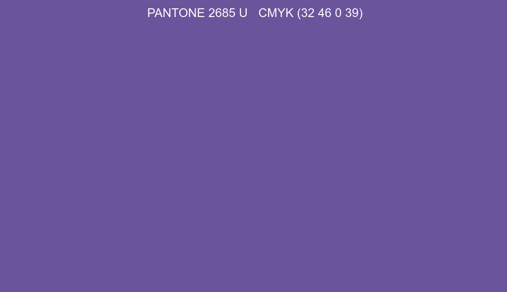 Color PANTONE 2685 U to CMYK (32 46 0 39) converter Color PANTONE 2685 U to CMYK (32 46 0 39) converter