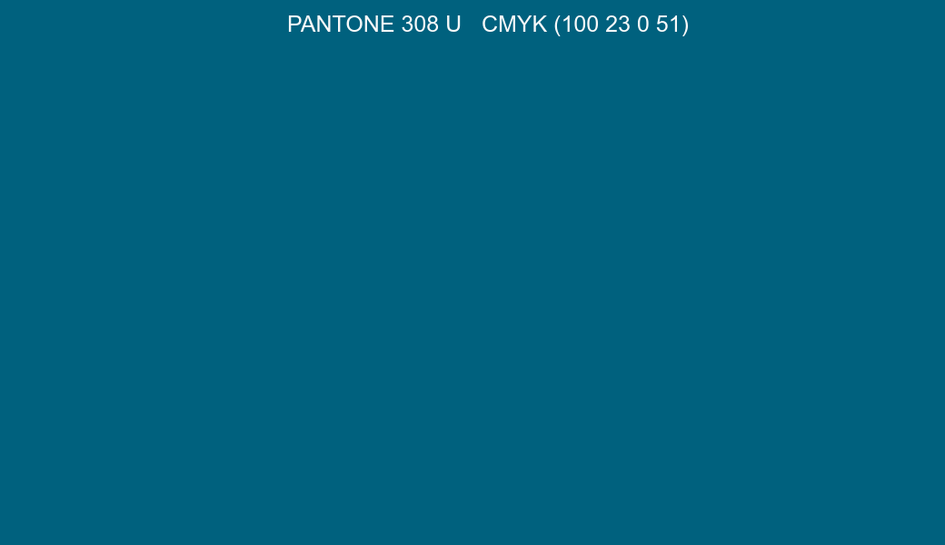 Color PANTONE 308 U to CMYK (100 23 0 51) converter Color PANTONE 308 U to CMYK (100 23 0 51) converter