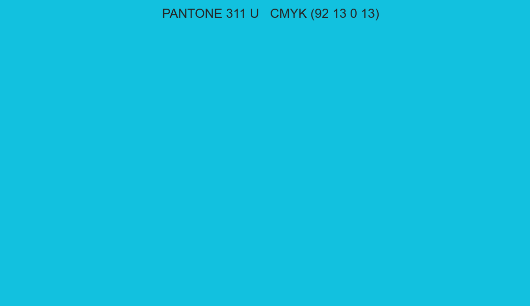 Color PANTONE 311 U to CMYK (92 13 0 13) converter Color PANTONE 311 U to CMYK (92 13 0 13) converter