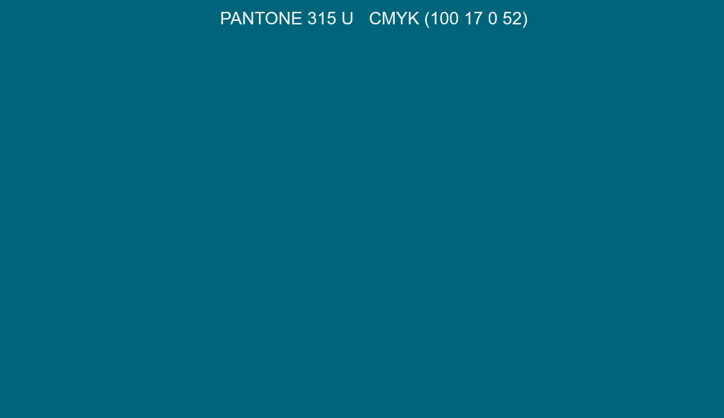 Color PANTONE 315 U to CMYK (100 17 0 52) converter Color PANTONE 315 U to CMYK (100 17 0 52) converter