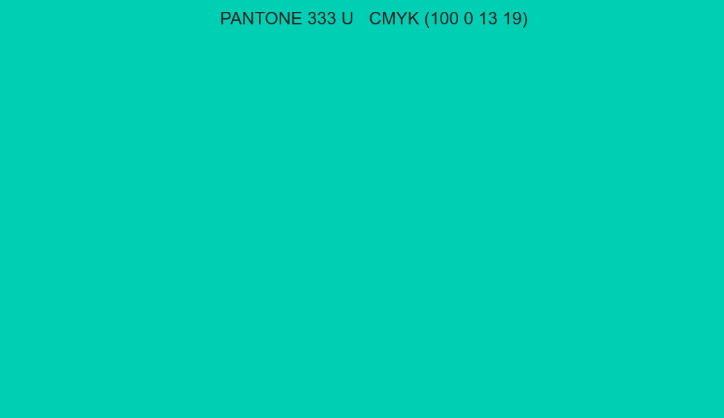 Color PANTONE 333 U to CMYK (100 0 13 19) converter Color PANTONE 333 U to CMYK (100 0 13 19) converter