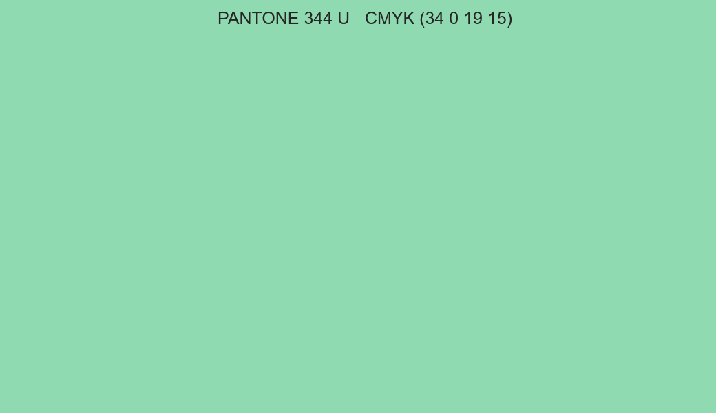 Color PANTONE 344 U to CMYK (34 0 19 15) converter Color PANTONE 344 U to CMYK (34 0 19 15) converter