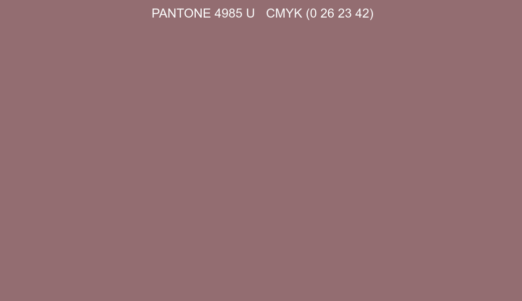 Color PANTONE 4985 U to CMYK (0 26 23 42) converter Color PANTONE 4985 U to CMYK (0 26 23 42) converter