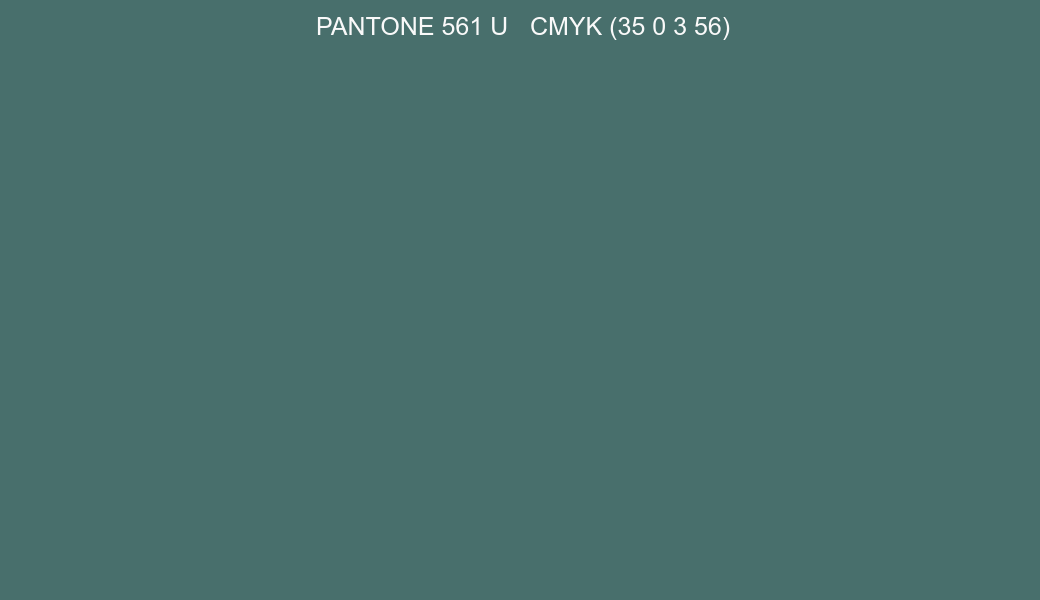 Color PANTONE 561 U to CMYK (35 0 3 56) converter Color PANTONE 561 U to CMYK (35 0 3 56) converter