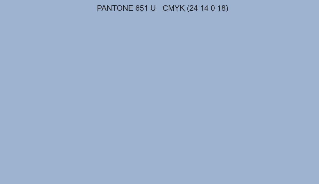 Color PANTONE 651 U to CMYK (24 14 0 18) converter Color PANTONE 651 U to CMYK (24 14 0 18) converter