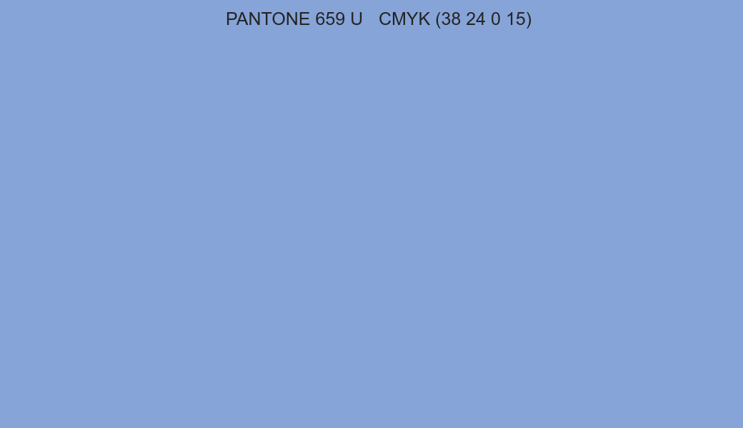 Color PANTONE 659 U to CMYK (38 24 0 15) converter Color PANTONE 659 U to CMYK (38 24 0 15) converter