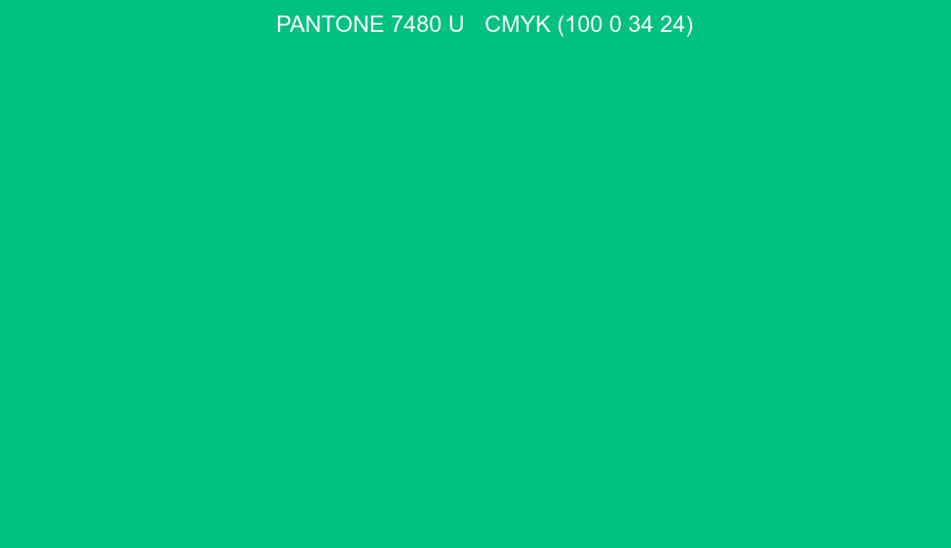 Color PANTONE 7480 U to CMYK (100 0 34 24) converter Color PANTONE 7480 U to CMYK (100 0 34 24) converter