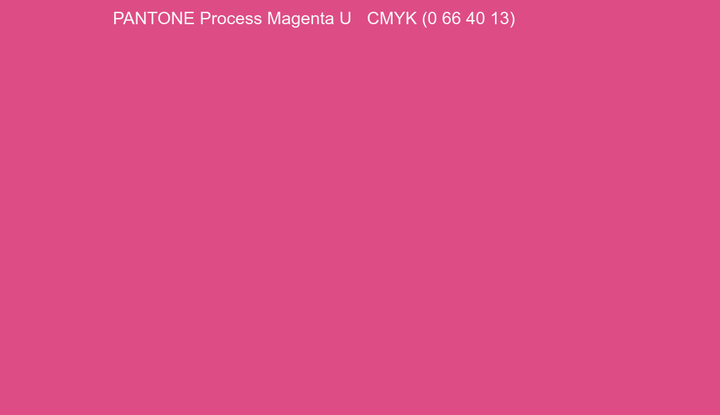 Color PANTONE Process Magenta U to CMYK (0 66 40 13) converter Color PANTONE Process Magenta U to CMYK (0 66 40 13) converter
