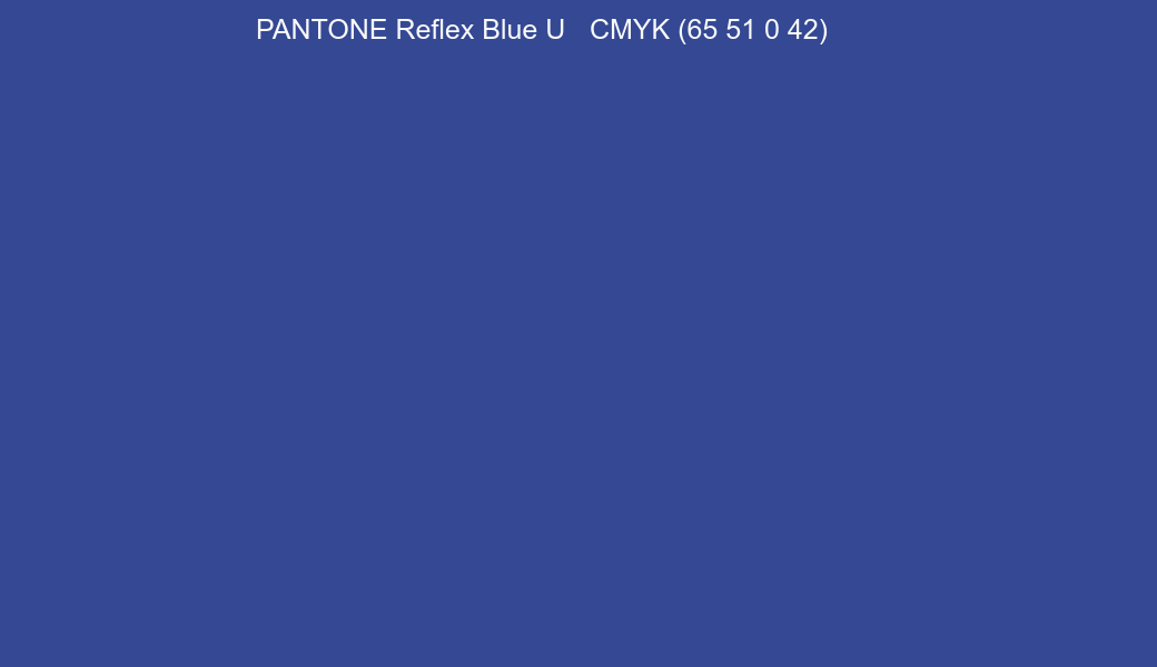 Color PANTONE Reflex Blue U to CMYK (65 51 0 42) converter Color PANTONE Reflex Blue U to CMYK (65 51 0 42) converter