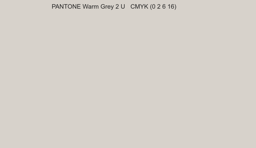 Color PANTONE Warm Grey 2 U to CMYK (0 2 6 16) converter Color PANTONE Warm Grey 2 U to CMYK (0 2 6 16) converter
