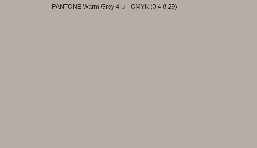Color PANTONE Warm Grey 4 U to CMYK (0 4 8 29) converter Color PANTONE Warm Grey 4 U to CMYK (0 4 8 29) converter