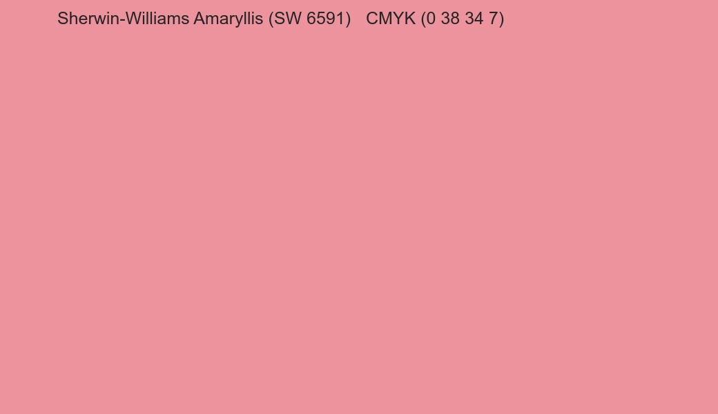 Color Sherwin-Williams Amaryllis (SW 6591) to CMYK (0 38 34 7) converter Color Sherwin-Williams Amaryllis (SW 6591) to CMYK (0 38 34 7) converter