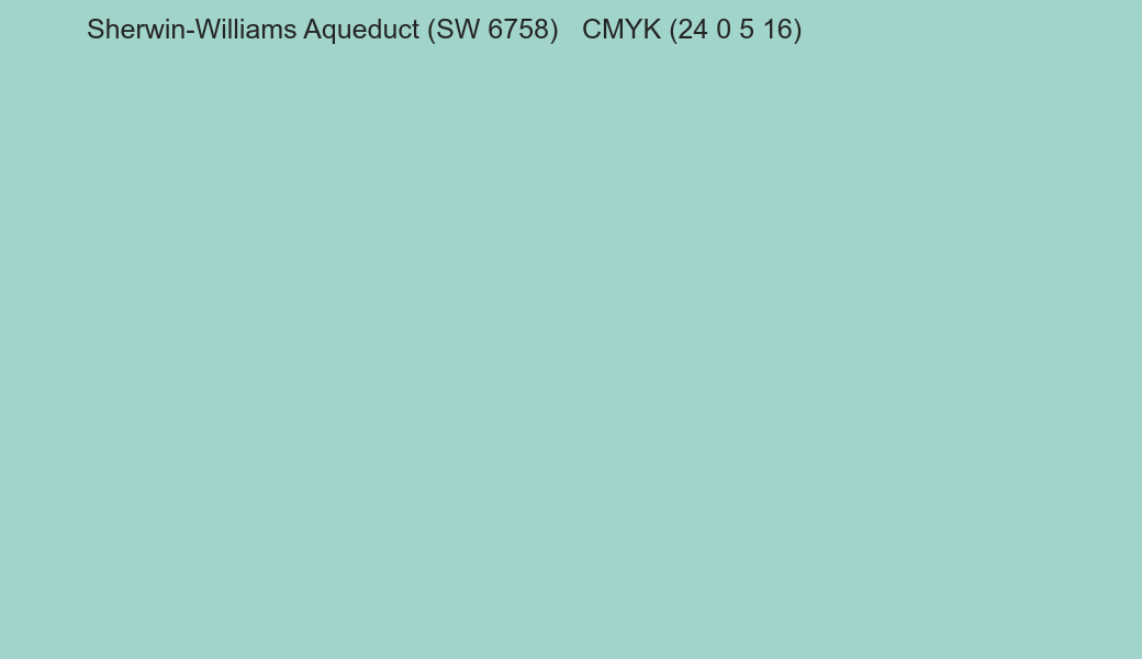 Color Sherwin-Williams Aqueduct (SW 6758) to CMYK (24 0 5 16) converter Color Sherwin-Williams Aqueduct (SW 6758) to CMYK (24 0 5 16) converter