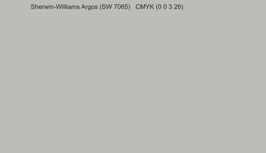 Color Sherwin-Williams Argos (SW 7065) to CMYK (0 0 3 26) converter Color Sherwin-Williams Argos (SW 7065) to CMYK (0 0 3 26) converter