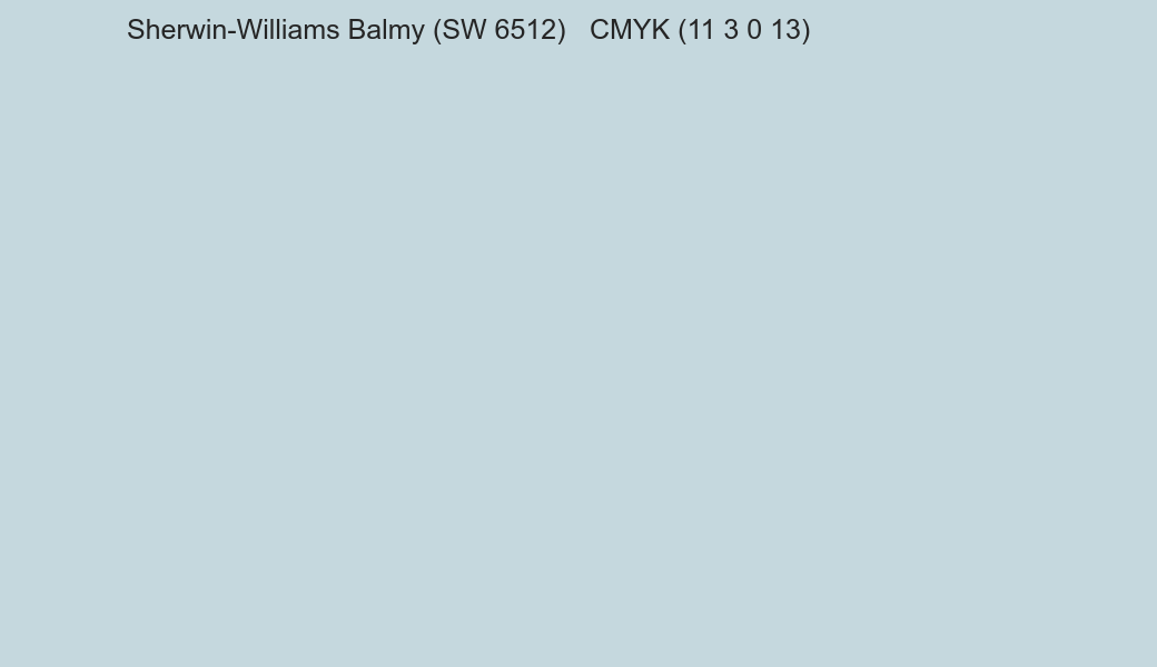Color Sherwin-Williams Balmy (SW 6512) to CMYK (11 3 0 13) converter Color Sherwin-Williams Balmy (SW 6512) to CMYK (11 3 0 13) converter