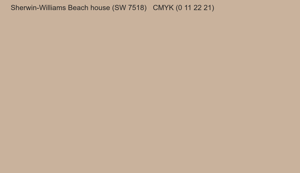 Color Sherwin-Williams Beach house (SW 7518) to CMYK (0 11 22 21) converter Color Sherwin-Williams Beach house (SW 7518) to CMYK (0 11 22 21) converter