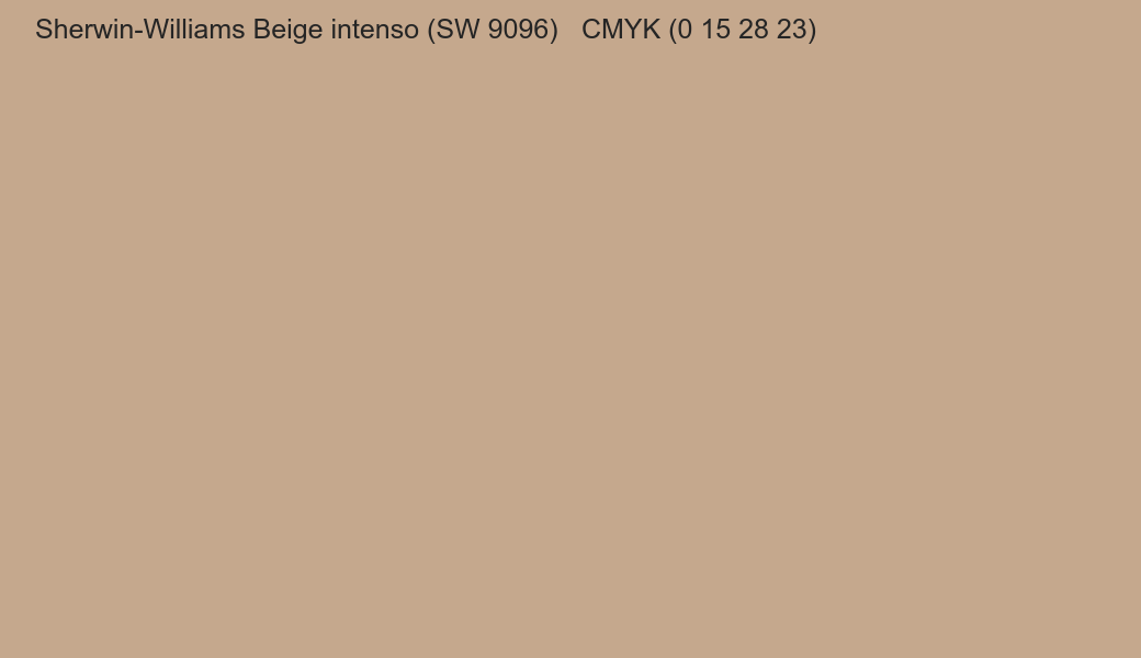 Color Sherwin-Williams Beige intenso (SW 9096) to CMYK (0 15 28 23) converter Color Sherwin-Williams Beige intenso (SW 9096) to CMYK (0 15 28 23) converter