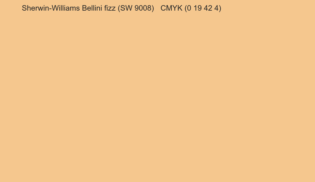 Color Sherwin-Williams Bellini fizz (SW 9008) to CMYK (0 19 42 4) converter Color Sherwin-Williams Bellini fizz (SW 9008) to CMYK (0 19 42 4) converter