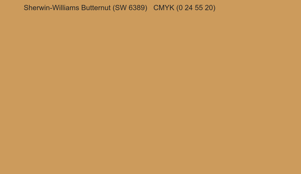Color Sherwin-Williams Butternut (SW 6389) to CMYK (0 24 55 20) converter Color Sherwin-Williams Butternut (SW 6389) to CMYK (0 24 55 20) converter