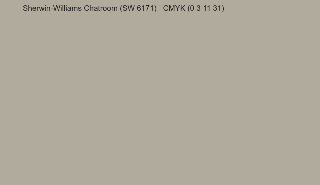 Color Sherwin-Williams Chatroom (SW 6171) to CMYK (0 3 11 31) converter Color Sherwin-Williams Chatroom (SW 6171) to CMYK (0 3 11 31) converter