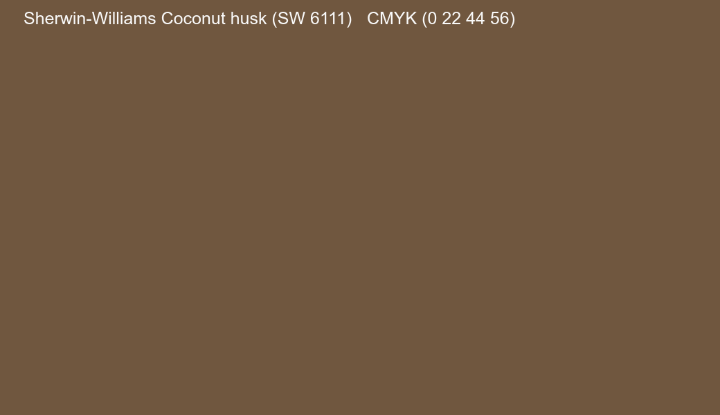 Color Sherwin-Williams Coconut husk (SW 6111) to CMYK (0 22 44 56) converter Color Sherwin-Williams Coconut husk (SW 6111) to CMYK (0 22 44 56) converter