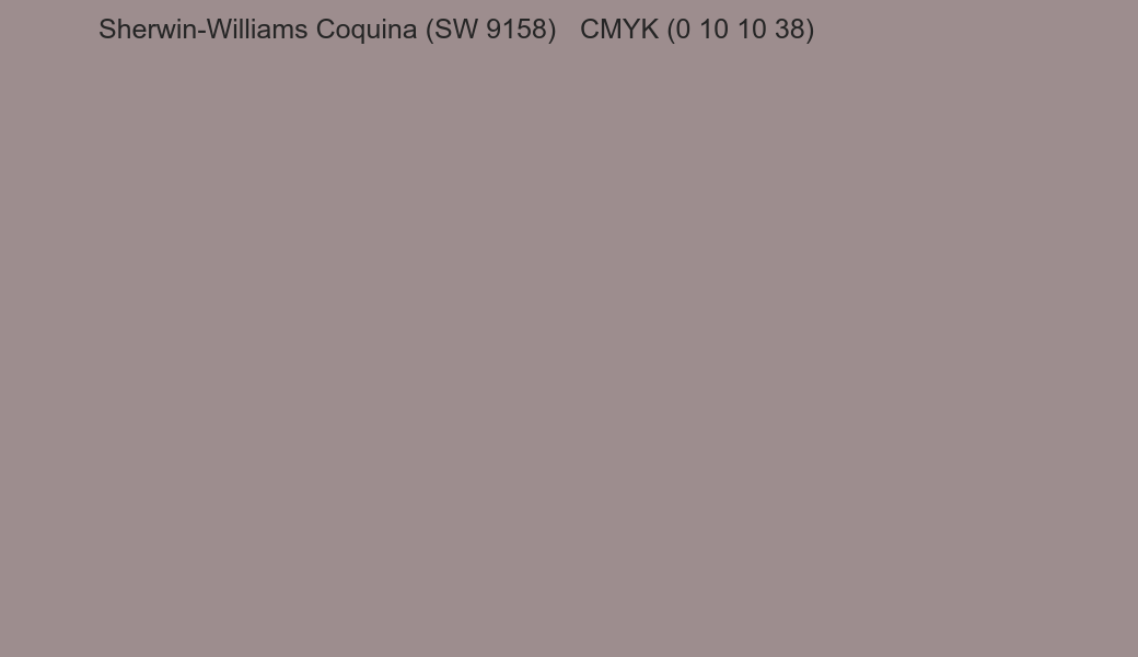 Color Sherwin-Williams Coquina (SW 9158) to CMYK (0 10 10 38) converter Color Sherwin-Williams Coquina (SW 9158) to CMYK (0 10 10 38) converter