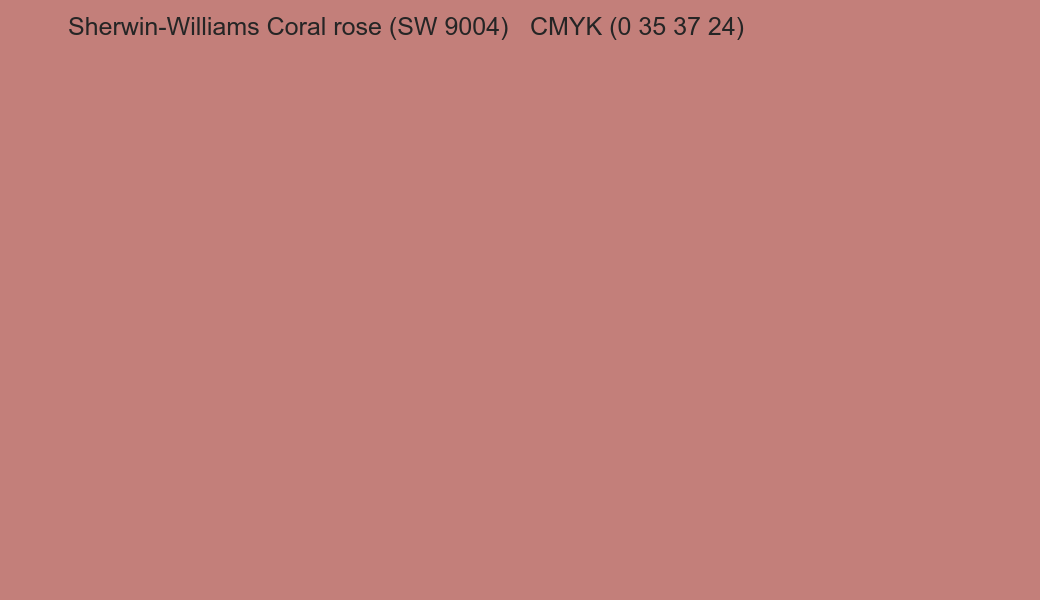 Color Sherwin-Williams Coral rose (SW 9004) to CMYK (0 35 37 24) converter Color Sherwin-Williams Coral rose (SW 9004) to CMYK (0 35 37 24) converter