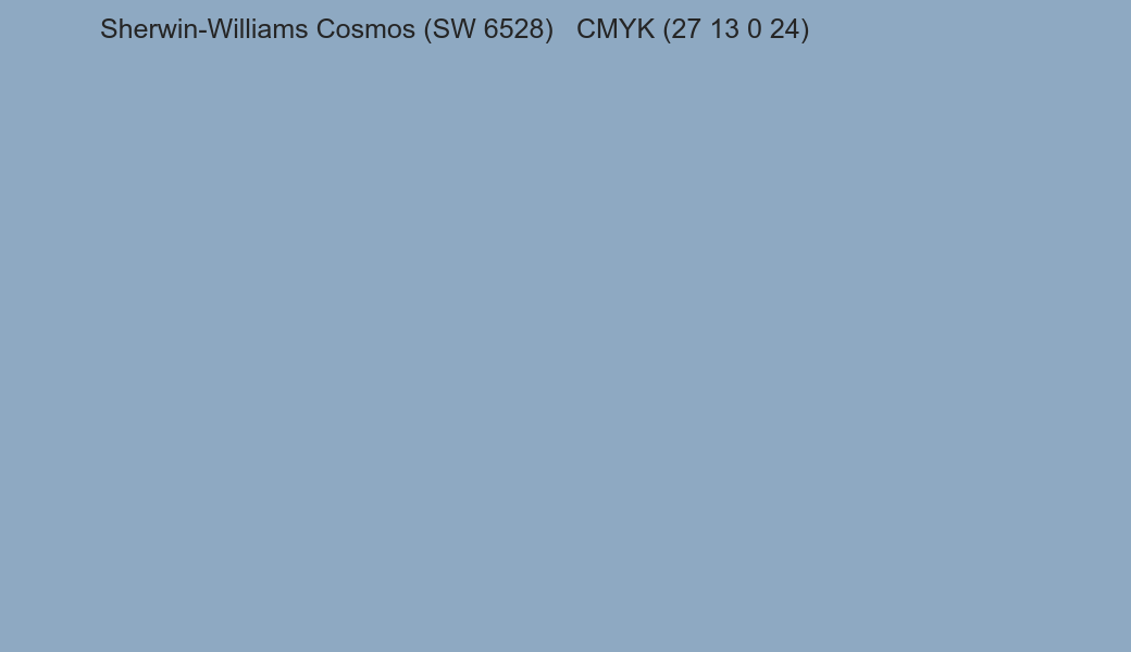 Color Sherwin-Williams Cosmos (SW 6528) to CMYK (27 13 0 24) converter Color Sherwin-Williams Cosmos (SW 6528) to CMYK (27 13 0 24) converter