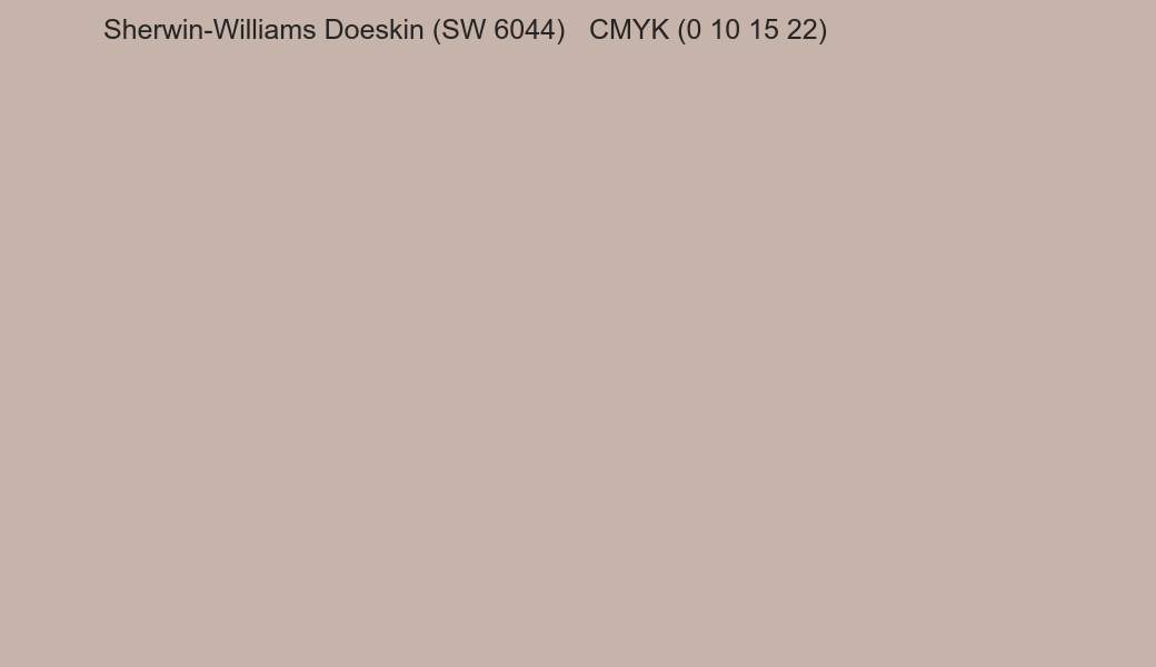 Color Sherwin-Williams Doeskin (SW 6044) to CMYK (0 10 15 22) converter Color Sherwin-Williams Doeskin (SW 6044) to CMYK (0 10 15 22) converter