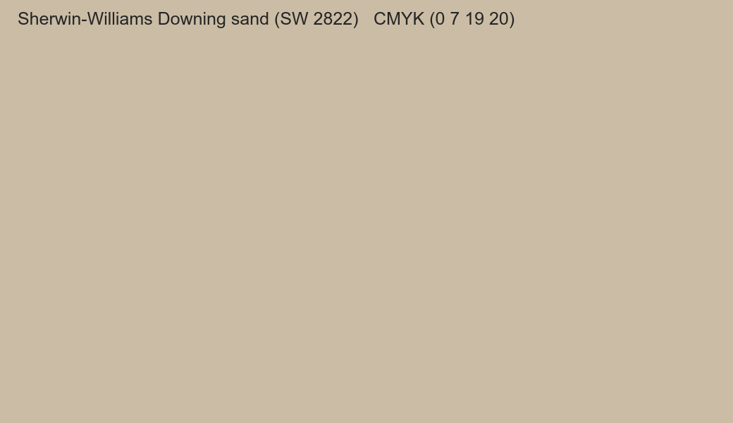 Color Sherwin-Williams Downing sand (SW 2822) to CMYK (0 7 19 20) converter Color Sherwin-Williams Downing sand (SW 2822) to CMYK (0 7 19 20) converter