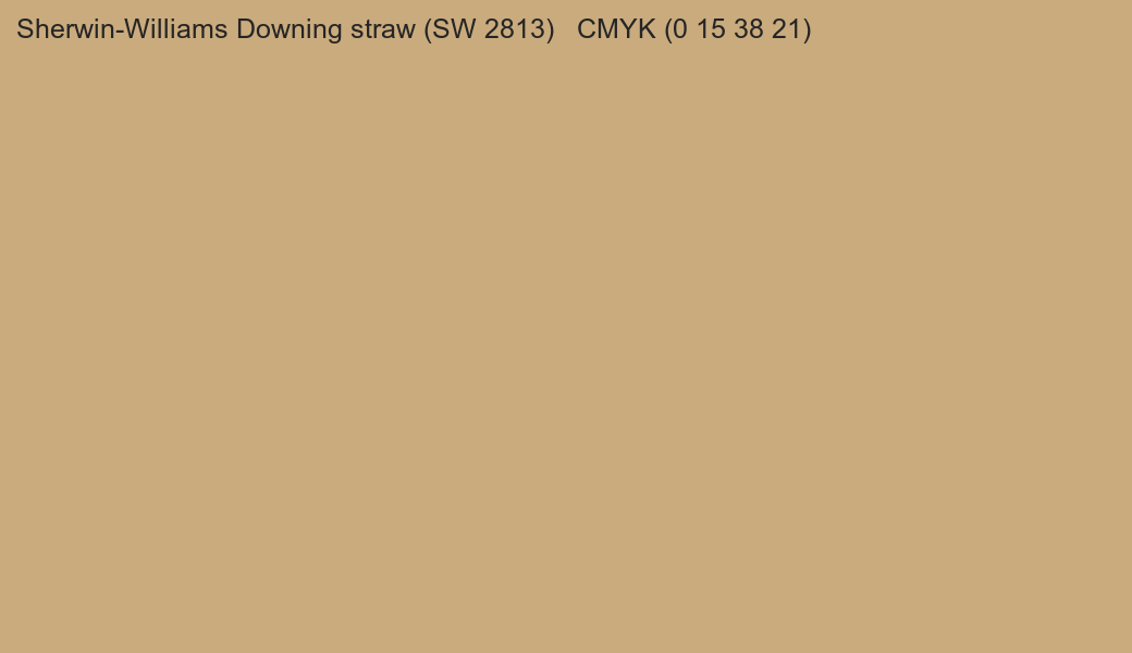 Color Sherwin-Williams Downing straw (SW 2813) to CMYK (0 15 38 21) converter Color Sherwin-Williams Downing straw (SW 2813) to CMYK (0 15 38 21) converter