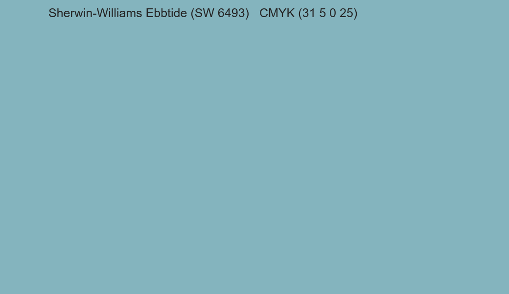 Color Sherwin-Williams Ebbtide (SW 6493) to CMYK (31 5 0 25) converter Color Sherwin-Williams Ebbtide (SW 6493) to CMYK (31 5 0 25) converter